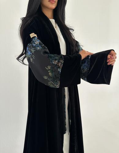 مخمل كوري مع مخمل مشجر في الاكمام كلوش