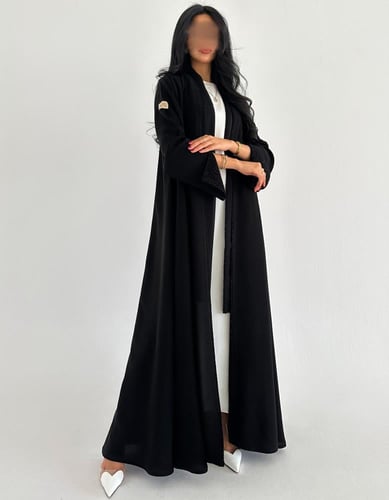 كريب ملكي مع خطوط واكمام مبطنة لمعة قصة كلوش