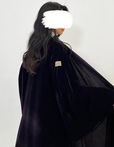 عباية مخمل ليلكي غامق كلوش