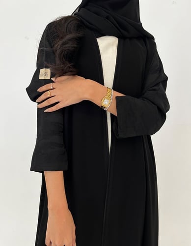 كريب أسود كلوش اكمام مع أكمام جاكار