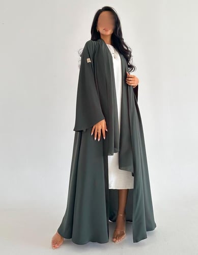 كريب اخضر ياباني عملي كلوش اكمام كلوش