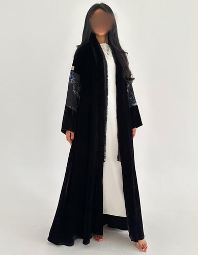 مخمل كوري مع مخمل مشجر في الاكمام كلوش