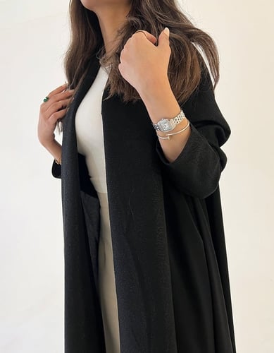 عباية ملكي كلوش مع اكمام لمعة وياقة طويلة