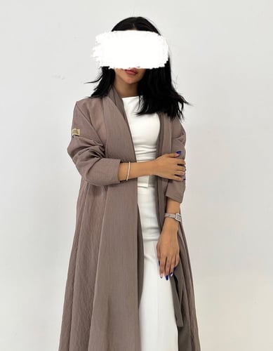 عباية لنن طبيعي مكرمش خفيف كلوش