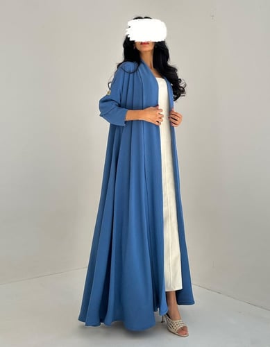 كريب مكرمش كلوش ياقة طويلة عملي