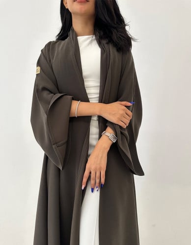 عباية كلوش زيتي أكمام كلوش عملية