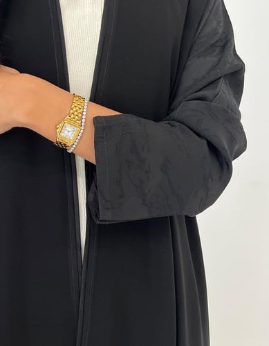 كريب أسود كلوش اكمام مع أكمام جاكار