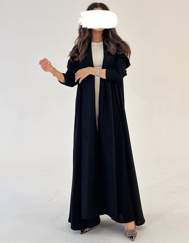 عباية ملكي كلوش مع اكمام لمعة وياقة طويلة