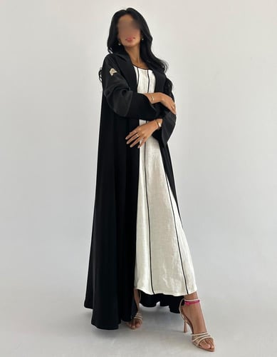 كريب قصة رسمية كلوش مع اكمام بودرة ياباني