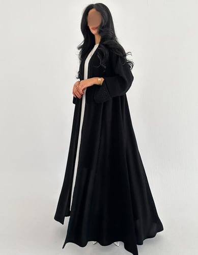 كريب ملكي مع خطوط واكمام مبطنة لمعة قصة كلوش