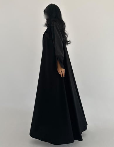 كريب قصة رسمية كلوش مع اكمام بودرة ياباني