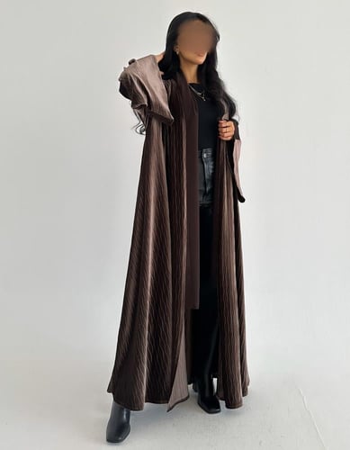 مخمل بني فاتح جاكار كلوش اكمام كلوش