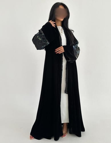 مخمل كوري مع مخمل مشجر في الاكمام كلوش