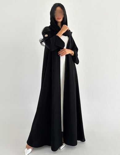 كريب ملكي مع خطوط واكمام مبطنة لمعة قصة كلوش