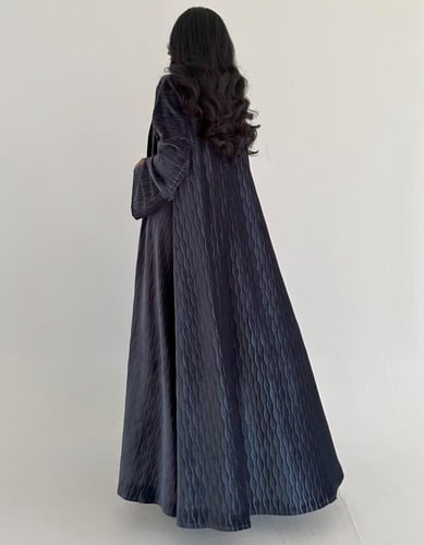 مخمل جاكار ازرق اكمام قصة كلوش