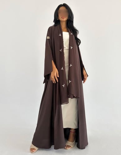 كريب بارد كلوش اكمام فرنسية طرحة مطرزه