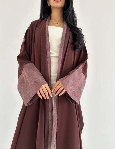 كريب عنابي نص بشت مع لنن مغسول مورد