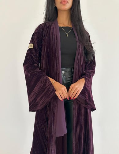 مخمل مكسر نص كلوش اكمام بفتحة