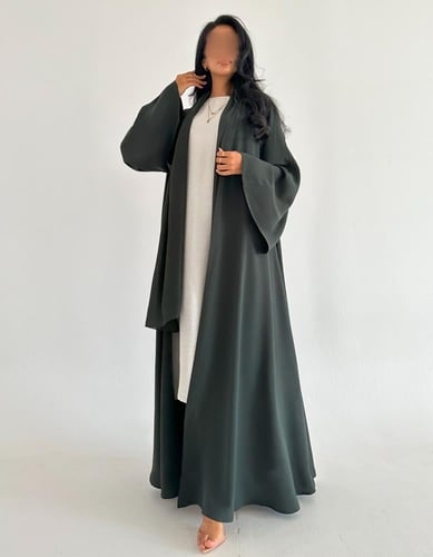 كريب اخضر ياباني عملي كلوش اكمام كلوش