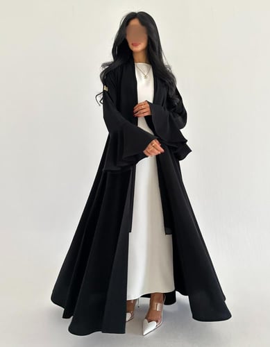 كريب خفيف عملي اكمام دائرية قصة كلوش