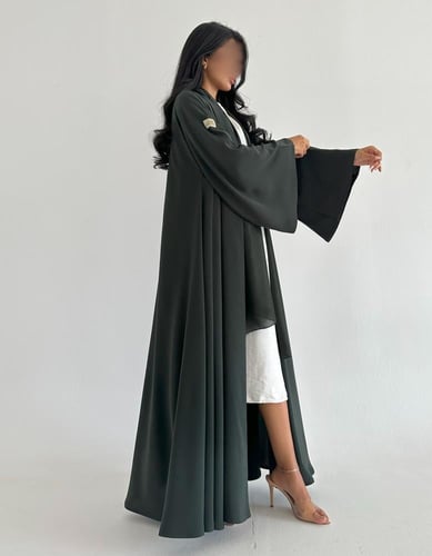 كريب اخضر ياباني عملي كلوش اكمام كلوش