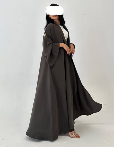 عباية كلوش زيتي أكمام كلوش عملية