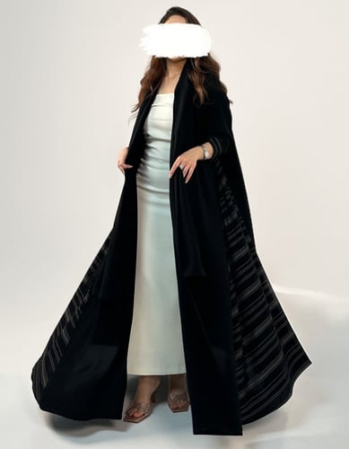 كريب ملكي كلوش مع كريب خفيف جاكار مخطط