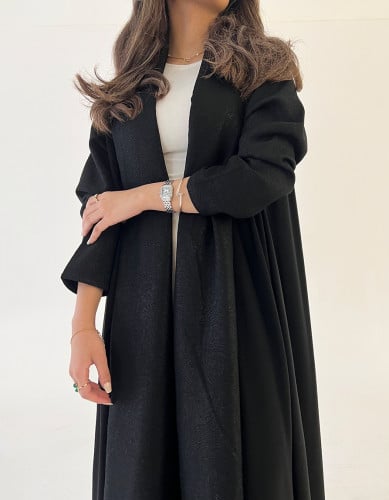 عباية ملكي كلوش مع اكمام لمعة وياقة طويلة