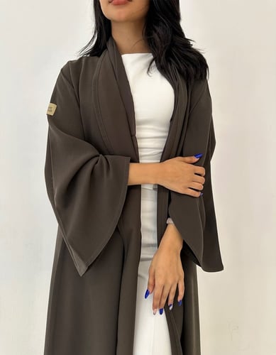 عباية كلوش زيتي أكمام كلوش عملية