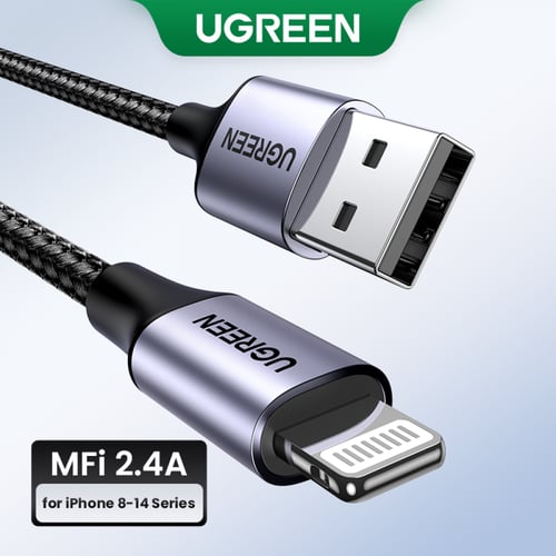 = سلك شاحن يوجرين من USB إلى آيفون مضفر بطول 2 م -...
