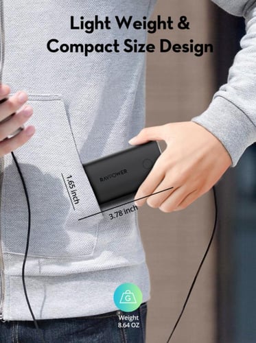 = بطارية راف باور بسعة 10000 ملي امبير بقوة 30 واط...