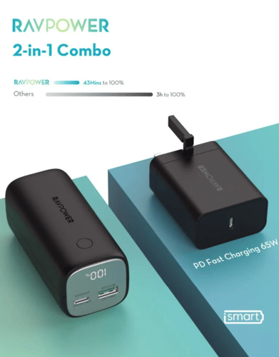 = بطارية راف باور بسعة 10000 ملي امبير بقوة 30 واط...