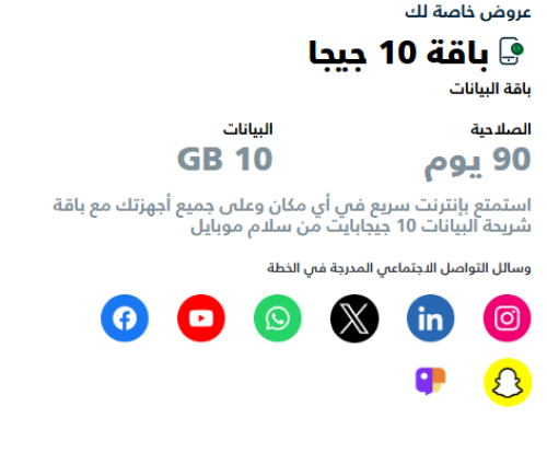 شريحة سلام باقة 10 جيجا | ( 3 شهور)