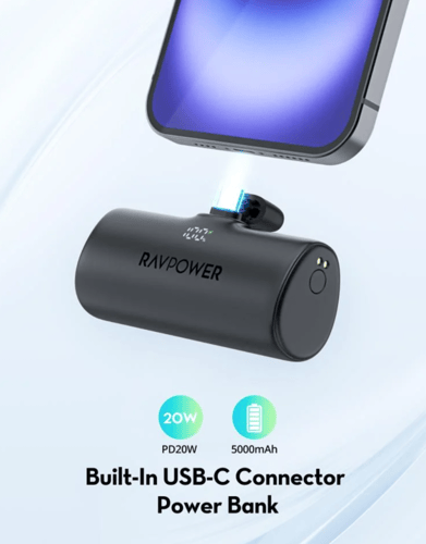 = بطارية راف باور ميني بسعة 5000 ملي امبير بشاحن ت...