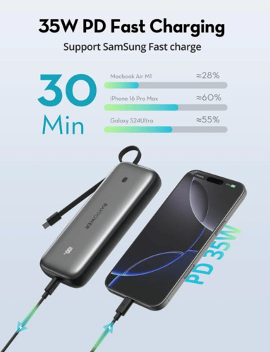 بطارية راف باور بقوة 35 واط بسعة 20000 ملي امبير م...