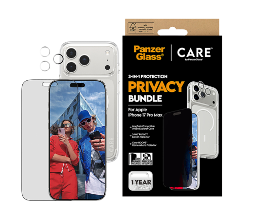 بكج حماية بانزر جلاس CARE يدعم MagSafe ايفون 17 -...