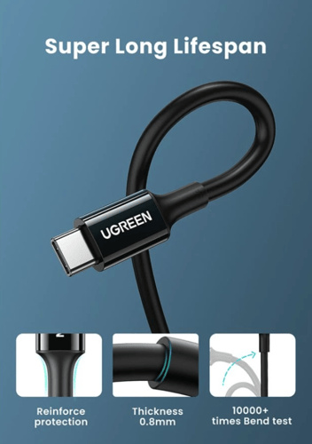 سلك شاحن يوجرين من USB-C إلى USB-C بطول 1 م وبقوة...