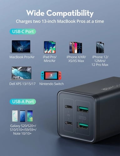 / منصة شحن راف باور بقوة 120 واط بمنفذين USB ومنفذ...