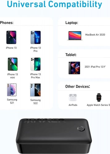 / بطارية انكر 347 بوركور 40000 بقوة 30 واط - اسود