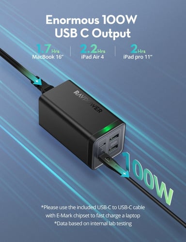 / منصة شحن راف باور بقوة 120 واط بمنفذين USB ومنفذ...