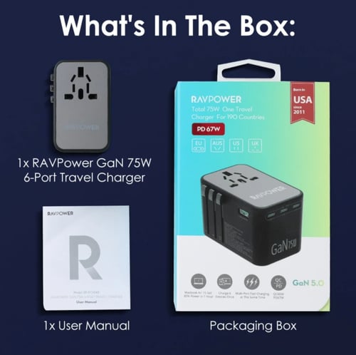 = فيش سفر راف باور بقوة 75 واط متعدد المداخل مع ثل...