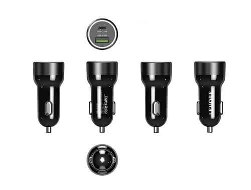 -- شاحن سيارة ليفوري 51 واط منفذ USB وPD - أسود