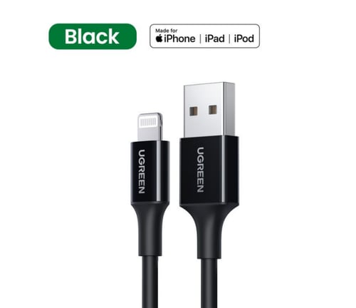 / سلك شاحن يوجرين USB إلى آيفون بطول 2 م - أسود
