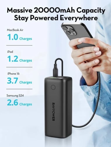 بطارية متنقلة راف باور الترا بقوة 100 واط وبسعة 20...