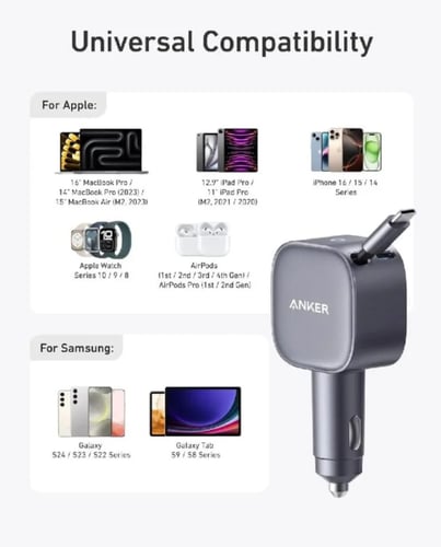 انكر - شاحن سيارة USB-C بقوة 75 واط مع كابل USB-C...