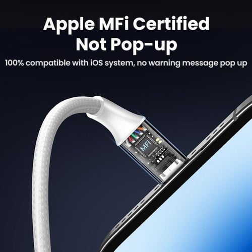 -- سلك شاحن يوجرين من USB إلى آيفون مضفر بطول 2 م...