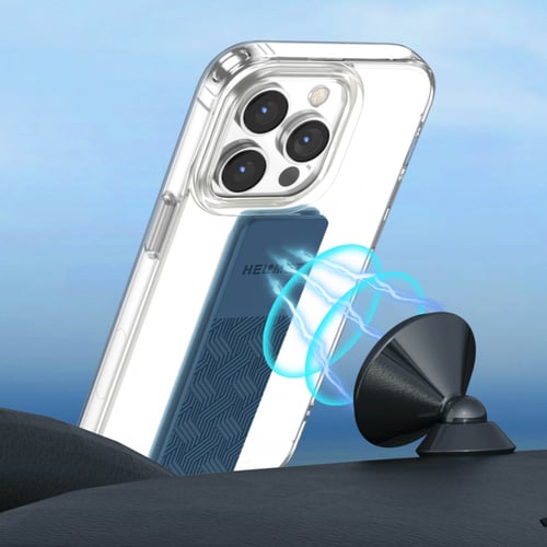 = كفر حمايه شفاف مع مسكه ممغنطه باللون رصاصي للايف...