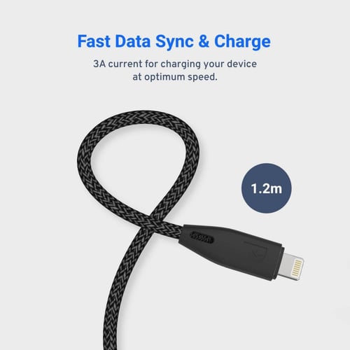 / كيبل باورولوجي مضفر من USB-A إلى Lightning بطول...