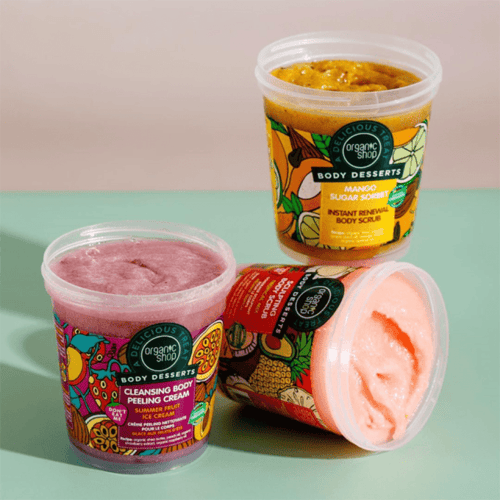 كريم منظف لتقشير الجسم بالايس كريم والفواكة الصيفي...