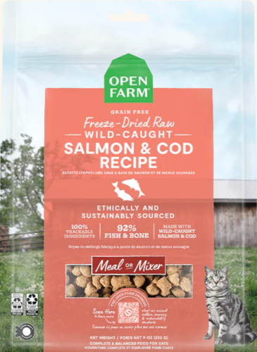 سمك السلمون وسمك القد مجفف بالتبريد OPEN FARM